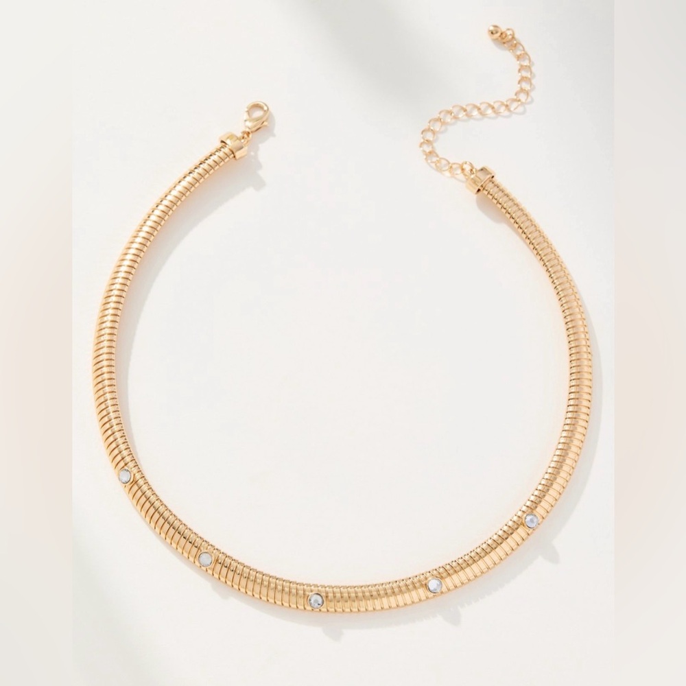 NEW! Anthropologie Gold and Crystal Collar Necklace